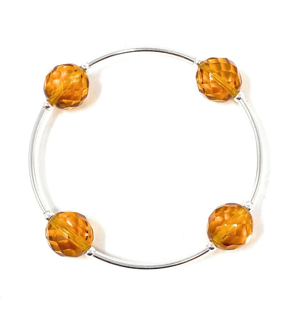 Blessings Birthstone Bracelet with Faceted Czech Citrine 12 mm Glass Beads