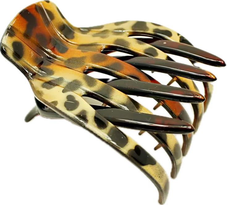 Heirlooms Cowhide Large Yoga Clip with hand-painted design.