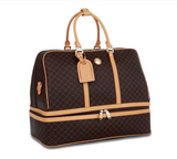 Rioni Signature Duffel Dome Traveler Geneva ST20051 with leather handles and bottom compartment.