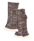 Marled Knit Lace Trim Fingerless Gloves -  RHEAS.ONLINE