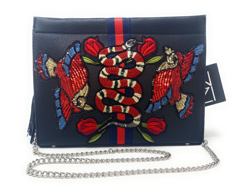 INZI Snake & Birds Clutch Handbag