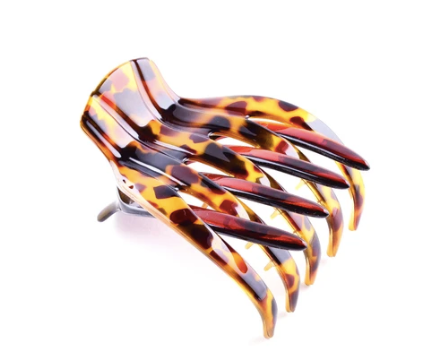 Medusa's Heirlooms Large French Yoga Hair Clip Pink Cherry Soda, hand-painted design.