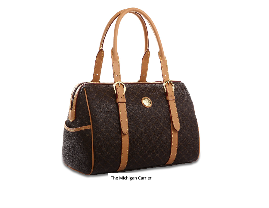 Rioni Signature MICHIGAN CARRIER Handbag ST20272 with brown canvas and gold accents.
