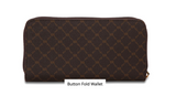 Rioni Signature Button-Zip Wallet STW006 with monogram print and gold emblem.