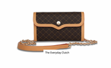 Rioni Signature Everyday Clutch Parker STW073 with gold monogram print and leather trim.