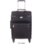 Rioni MANHATTAN SOLD BLACK Spinner Luggage, Small BM20121S, solid black, four-wheel design.