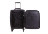 Rioni MANHATTAN SOLD BLACK Spinner Luggage, Small BM20121S, open interior view with compartments and zipper pockets.