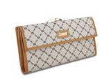 Rioni Signature Continental Wallet STW012 with RR Monogram Print and gold emblem