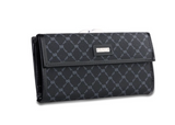 Rioni Signature Continental Wallet STW012 with RR Monogram Print, leather interior, and embossed gold emblem.