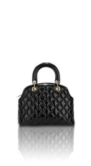 Rioni Zoey Satchel Patent Leather LU2232M with quilt pattern and gold hardware.