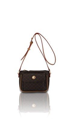 RIONI SIGNATURE POCKET PURSE ST20057 with brown pattern and Italian leather accents, crossbody style.