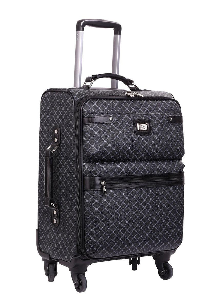 Rioni Signature Black Designer Spinner Luggage MANHATTAN with Silver Hardware
