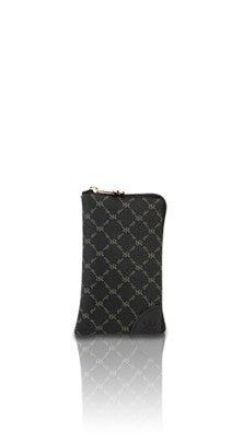Rioni Signature Smart Phone Holder, STBW051 with black monogram print and gold emblem.