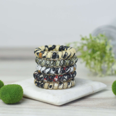 Large hair coil set in animal prints, no tug, no crease, set of 5 coils