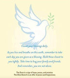 Blessings 8 MM Pink & Silver Pearl Bracelet with inspirational card and dove illustration.