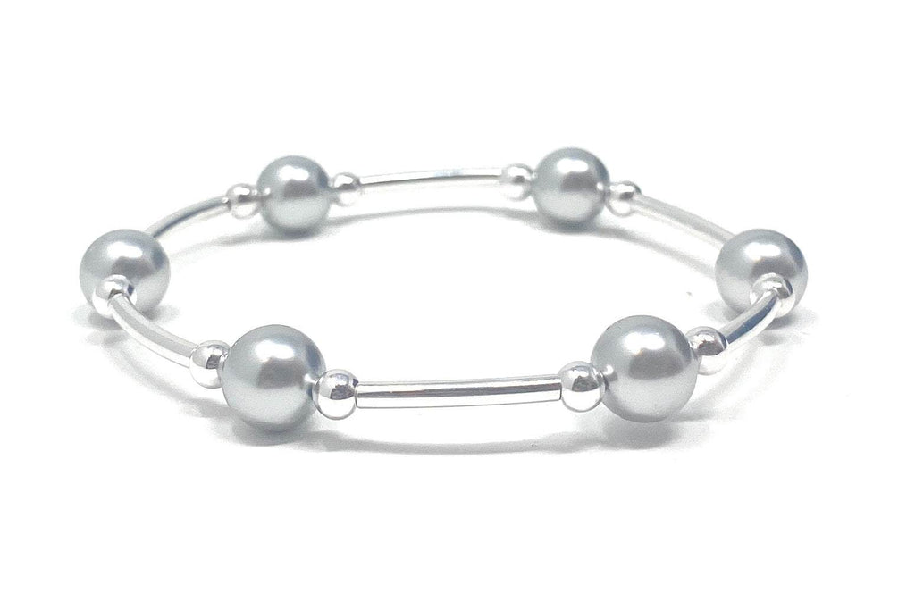 Blessings Bracelet Silver Pearl 6.5" with Swarovski pearls and sterling silver components.