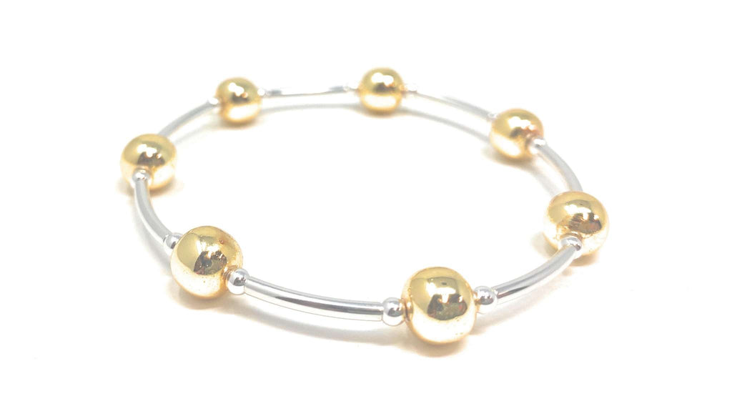Blessings Friendship Silver and Gold Bracelet with Hematite Beads, Handmade Gift.
