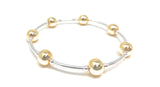 Blessings Friendship Silver and Gold Bracelet with Hematite Beads, Handmade Gift.