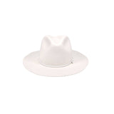 Packable wool hat with silver clip and brim stitch detail in monochromatic design