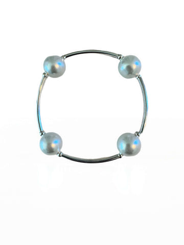 Count Your Blessings Bracelet with silver plated components and four 12mm pearls, handmade gift with inspirational card and box