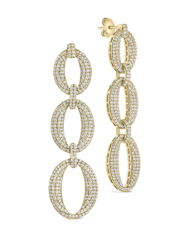Whitney CZ Chain Drop Earrings in 14K gold with sparkling cubic zirconia stones