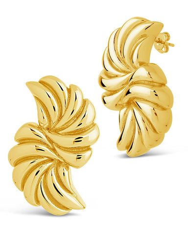 Twisted Croissant Stud Earrings 14K gold or rhodium plated brass elegant jewelry accessory