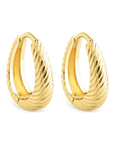 Fairley Oval Textured Micro Hoops small ridged gold plated hoop earrings with sculptural texture