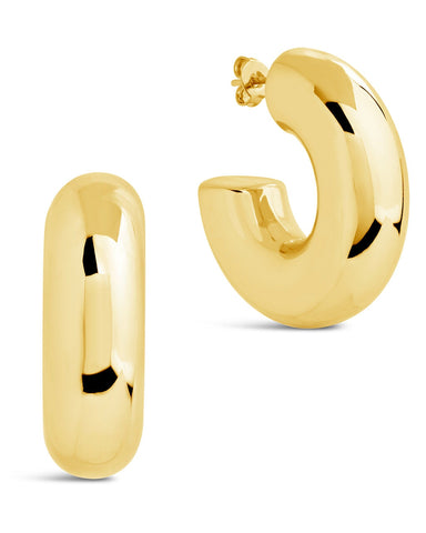 Wynonna Tube Hoops bold chunky 14K gold and rhodium plated stainless steel polished tube hoop earrings