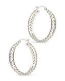 Double Row Herringbone Statement Hoop Earrings