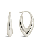 1.5" V drop hoop earrings in gold and silver tones, 14K gold or rhodium plated, versatile chic design