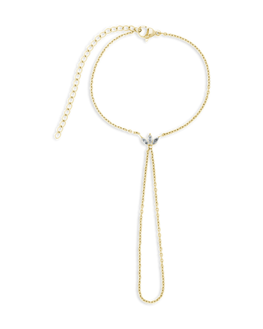 Amari Lotus CZ Hand Chain delicate 14K gold lotus accent lightweight jewelry accessory