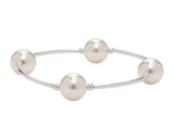 White Pearl Blessings Bracelet 12 MM with Swarovski pearls and sterling silver components.