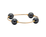 Blessings Gold & Black 12 MM Pearl Bracelet with Swarovski pearls and gold curved tubes.