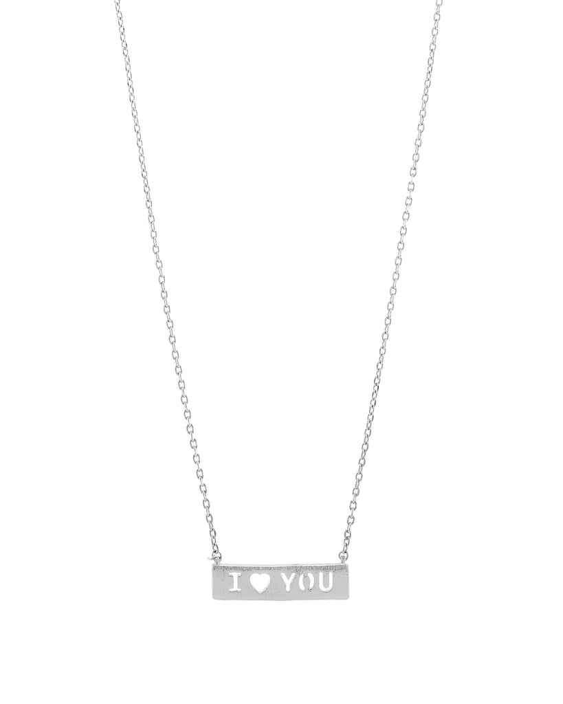 Silver "I LOVE YOU" Count Your Blessings necklace with inspirational card and gift box.
