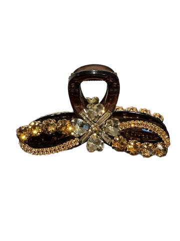 Elegant rhinestone jaw clip with sparkling stones on both sides for stylish hair decoration