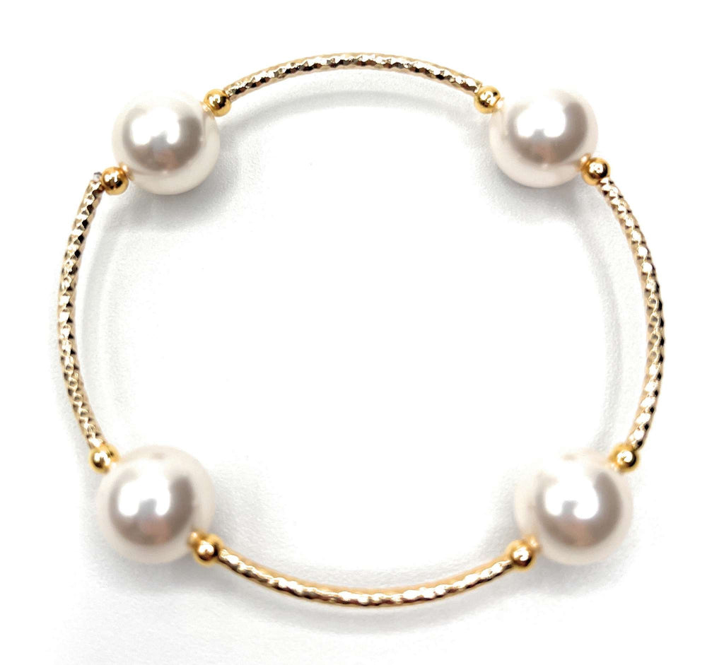 Blessings Diamond Cut Swarovski Pearl Bracelet with sterling silver components.
