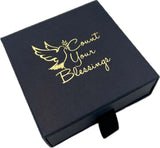Gift box with "Count Your Blessings" printed design for White Pearl Blessings Bracelet 12 MM.