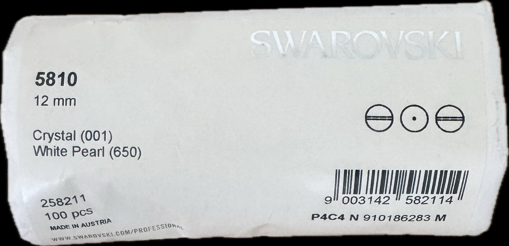 Genuine Swarovski® Crystal Pearls 12mm round 5810 (100 Pack)