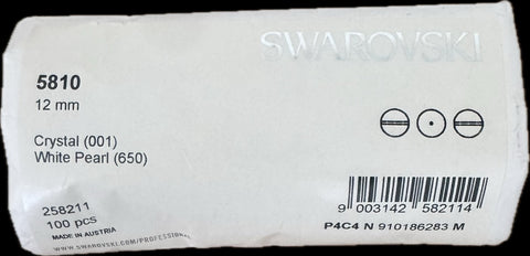 Genuine Swarovski® Crystal Pearls 12mm round 5810 (100 Pack)