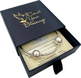 Blessings White Pearl Bracelet 12 MM in gift box with inspirational card.