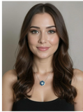 Blue Sapphire & CZ sterling silver pendant necklace with cubic zirconia center in polished setting