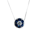 Blue Sapphire & CZ Sterling Silver Pendant Necklace