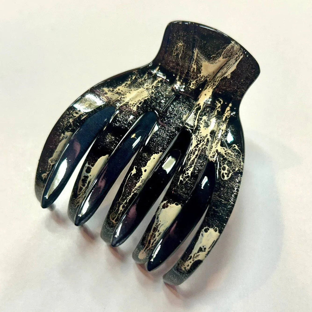 Medusa's Heirlooms large gilded noir yoga hair clip for thick hair, handmade in France