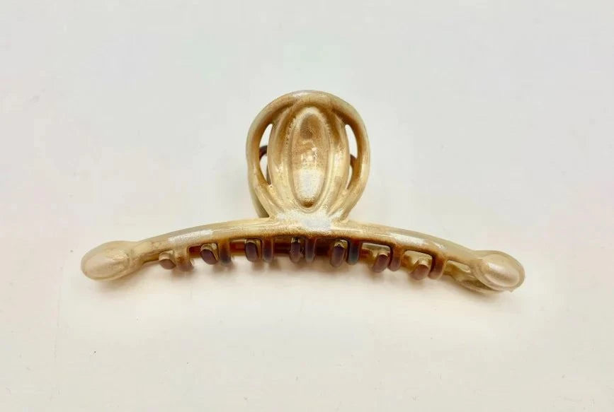Medusa's Heirlooms Fine Hair French Jaw Clip, hand-painted acetate acrylic, 4 inches long, secure for fine hair.