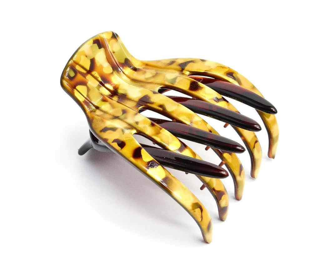 Medusa's Heirlooms Large French Yoga Clip Praline for thick hair, handcrafted in France.