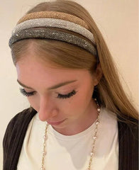 Pavé Puff Rhinestones Embellished Narrow Headbands