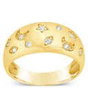 CZ Star and Crescent Bezel Dome Band Ring