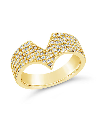 Sandra CZ Pointed Band Ring in gold and silver tones with cubic zirconia stones