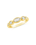 Mylena CZ Band Ring sparkling 14K gold or rhodium plated brass band with cubic zirconia stones