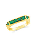 Rayna Emerald CZ Ring with 14K gold or rhodium plated brass and dazzling emerald cubic zirconia stones